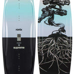Ronix Supreme Wakeboard - A black wakeboard with a white logo on top.