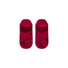 Zippy No Show C Sock Lds - These no-show socks are a deep red color with black accents and a subtle pattern of small, dark gray dots.