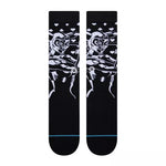 QUINN CREW C SOCK 2022 - Black crew socks with a white graphic of Quinn from the band Tool on the top portion.
