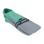 Speedo Trialon Rubber Swim Fins - A pair of bright green rubber swim fins with a textured surface and a strap at the heel for secure fit.