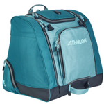 Atholon Pro's Choice Boot Bag / Backpack - A large, dark-colored backpack with a zippered front pocket and two side pockets, featuring a handle on top and adjustable straps.