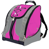 Athalon Everything Boot Bag / Backpack - A black backpack with a zippered front pocket and two adjustable straps, featuring a white logo on the side.