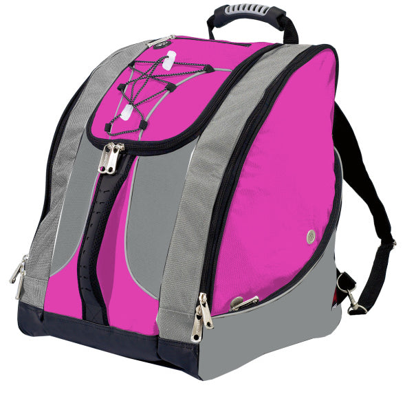 Athalon Everything Boot Bag / Backpack - A black backpack with a zippered front pocket and two adjustable straps, featuring a white logo on the side.