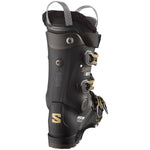Salomon Women's S Pro MV 90 Ski Boots 2024 - Black ski boots with silver buckles and straps.