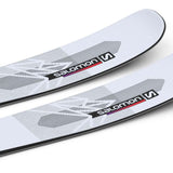 Salomon Junior's QST Blank Team Ski 2023 - A white ski with a geometric pattern and black trim.