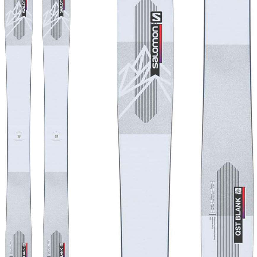 Salomon Junior's QST Blank Team Ski 2023 - White ski with gray geometric pattern and white Salomon logo on top.