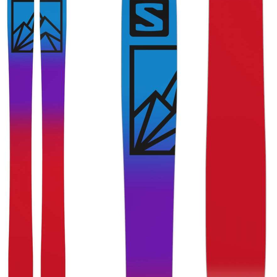 Salomon Junior's QST Blank Team Ski 2023 - A blue and purple ski with a black logo featuring a mountain graphic.