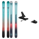 USED - Rossignol Sender Free 110 2025 with SPX 12 Demo Bindings - A pair of skis with a faded blue-green top and black bottom, featuring the Rossignol logo in silver.