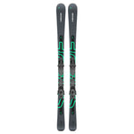 Head Shape V4 Skis with PR 11 Bindings - Black skis with green accents and white lettering, featuring a black background with neon green lines.