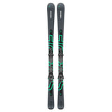 Head Shape V4 Skis with PR 11 Bindings - Black skis with green accents and white lettering, featuring a black background with neon green lines.