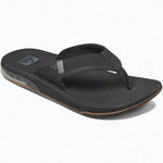 Reef Men's Fanning Low Sandals 2018 - A pair of black sandals with a strap and toe post, featuring a logo on the strap.