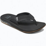 Reef Men's Fanning Low Sandals 2018 - A pair of black sandals with a strap and toe post, featuring a logo on the strap.