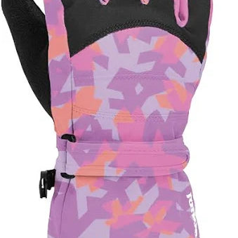 Gordini Kids Prima Glove 2024 - A pink glove with a geometric pattern and black palm.