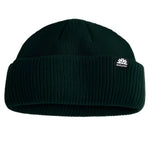 Autumn Shorty Double Roll Beanie 2025 - A dark green beanie with a ribbed texture and a small white logo on the front.