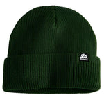 Autumn Simple Beanie 2025 - A dark green beanie with a small white logo on the front.