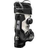 Salomon Women's S/Pro Supra 105 Dual BOA Ski Boots - A pair of black ski boots with a white logo on the side and silver buckles.