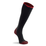 Courchevel Snowboard Socks - Black snowboard socks with a red stripe at the top and red toes.