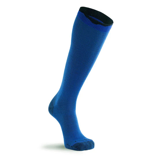 Courchevel Snowboard Socks - Royal blue snowboard socks with a black band at the top and a subtle white stripe pattern on the foot.