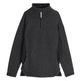 Spyder Girls' Aspire 1/2 Zip Fleece Jacket - A dark grey fleece jacket with a zippered front and two side pockets, featuring a subtle pattern of small white dots.