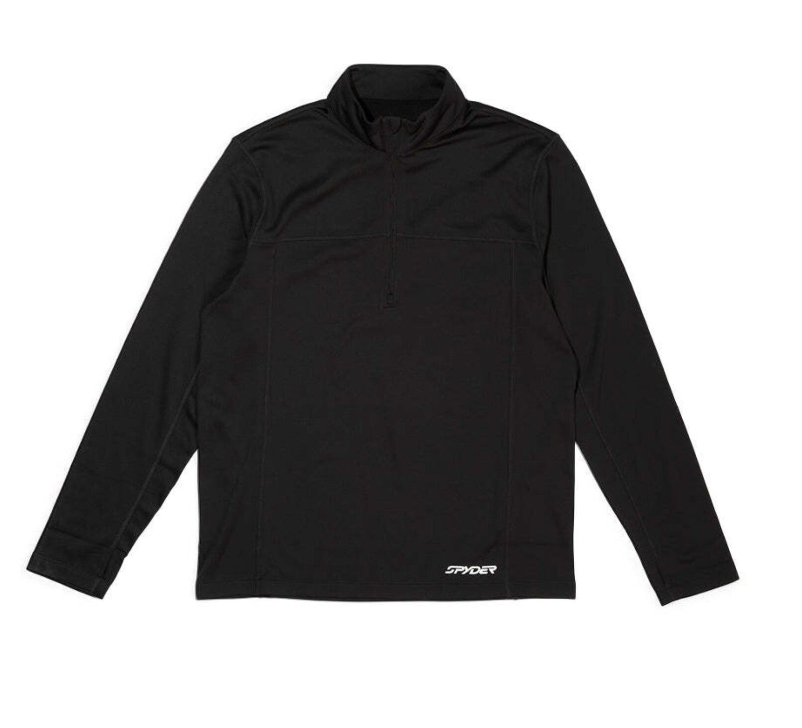 Spyder Charger 1/2 Zip Top 2025 - A black, long-sleeved pullover with a zippered front and collar.