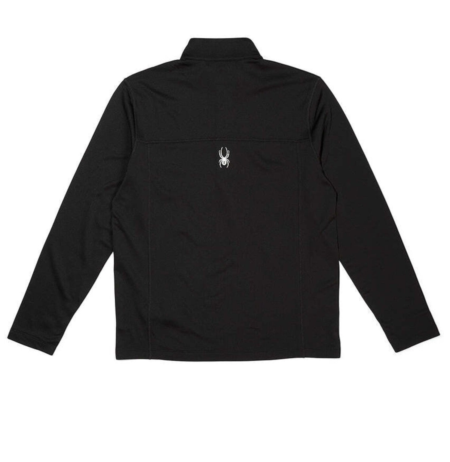 Spyder Charger 1/2 Zip Top 2025 - A black zip-up top with a white logo on the chest and a zipper that runs from the neck to the waist.