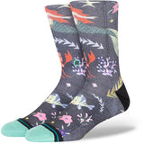 Stance Ariel By Estee Crew Sock 2024 - Ariel character with long red hair and green dress on a gray background.