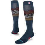 Stance Chin Valley Snowboard Socks 2023 - A pair of snowboard socks with a mountain range design in shades of red, white and brown.
