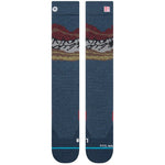 Stance Chin Valley Snowboard Socks 2023 - A pair of snowboard socks with a red and white mountain graphic on a gray background.
