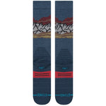Stance Chin Valley Snowboard Socks 2023 - A pair of snowboard socks with a mountain range design in shades of red, white and brown.