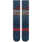 Stance Chin Valley Snowboard Socks 2023 - A pair of snowboard socks with a mountain range design in shades of red, white and brown.