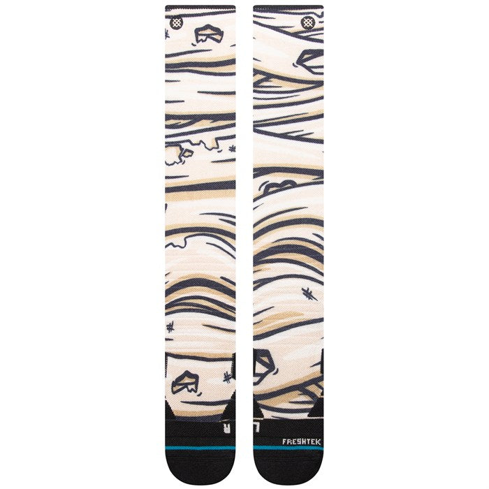 MUMMY T CREW C SOCK 2024 - A pair of white crew socks with a mummy design, featuring black stripes and accents.