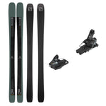 USED - Salomon Stance 90 2022 with STH13 Bindings - A pair of skis and bindings, featuring a dark gray base color with white text and logos.