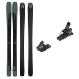 USED - Salomon Stance 90 2022 with STH13 Bindings - A pair of skis and bindings, featuring a dark gray base color with white text and logos.