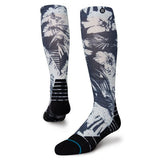 Stance Icy Trop Snowboard Sock 2022 - White snowboard socks with a tropical palm tree and hibiscus flower pattern.