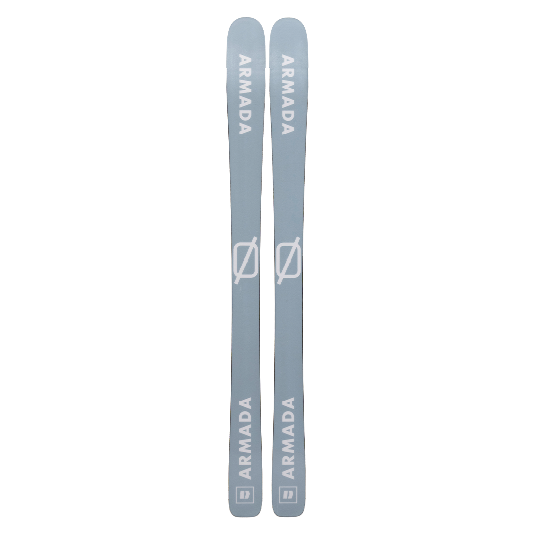 Armada Stranger 100 Skis 2026 - A pair of skis with a gray base color and white lettering that reads "ARMADA" along the top edge.
