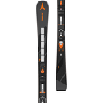 Atomic Redster Q9.8 Revoshock S with I12 Bindings - A black ski with silver and orange accents, featuring a distinctive "Q" logo on the tip.