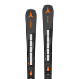 Atomic Redster Q9.8 Revoshock S with I12 Bindings - A black ski with a red logo and silver bindings.