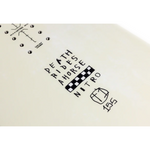 Nitro T1 Snowboard 2026 - A white snowboard with a black and white checkered pattern on the top sheet near the tail.