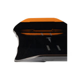 Arbor Terratwin Camber Snowboard 2025 - A black snowboard with a white stripe and orange accents on top.