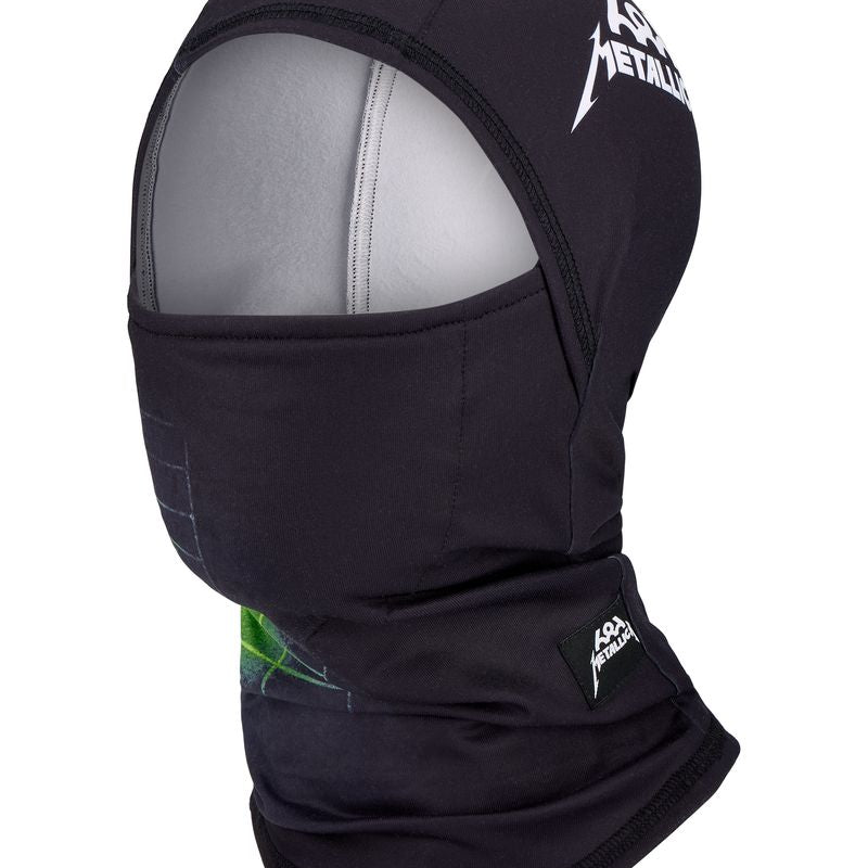 686 hinged balaclava in dark fabric with 686 logo patch on side, full face cover