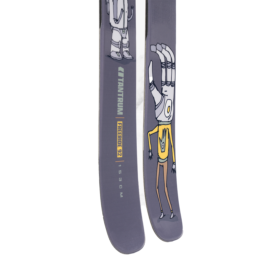 Armada Junior's Tantrum 92 Freeride Skis - A pair of skis with a gray base and white lettering that reads "TANTRUM" on the top.