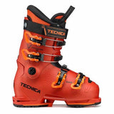 Tecnica Youth Cochise Jr Ski Boots 2025 - A pair of red ski boots with black buckles and straps, featuring a textured pattern on the side.