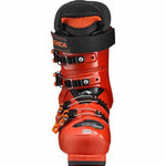 Tecnica Youth Cochise Jr Ski Boots 2025 - A pair of red ski boots with black buckles and straps, featuring a textured pattern on the tongue.