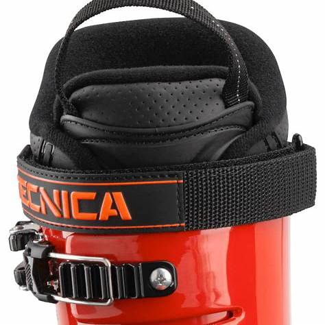 Tecnica Youth Cochise Jr Ski Boots 2025 - Black ski boots with a textured pattern on the tongue and a silver buckle.