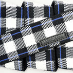 Arcade Plaid Stretch Belt 2025 - Black belt with blue, white, and black plaid pattern.