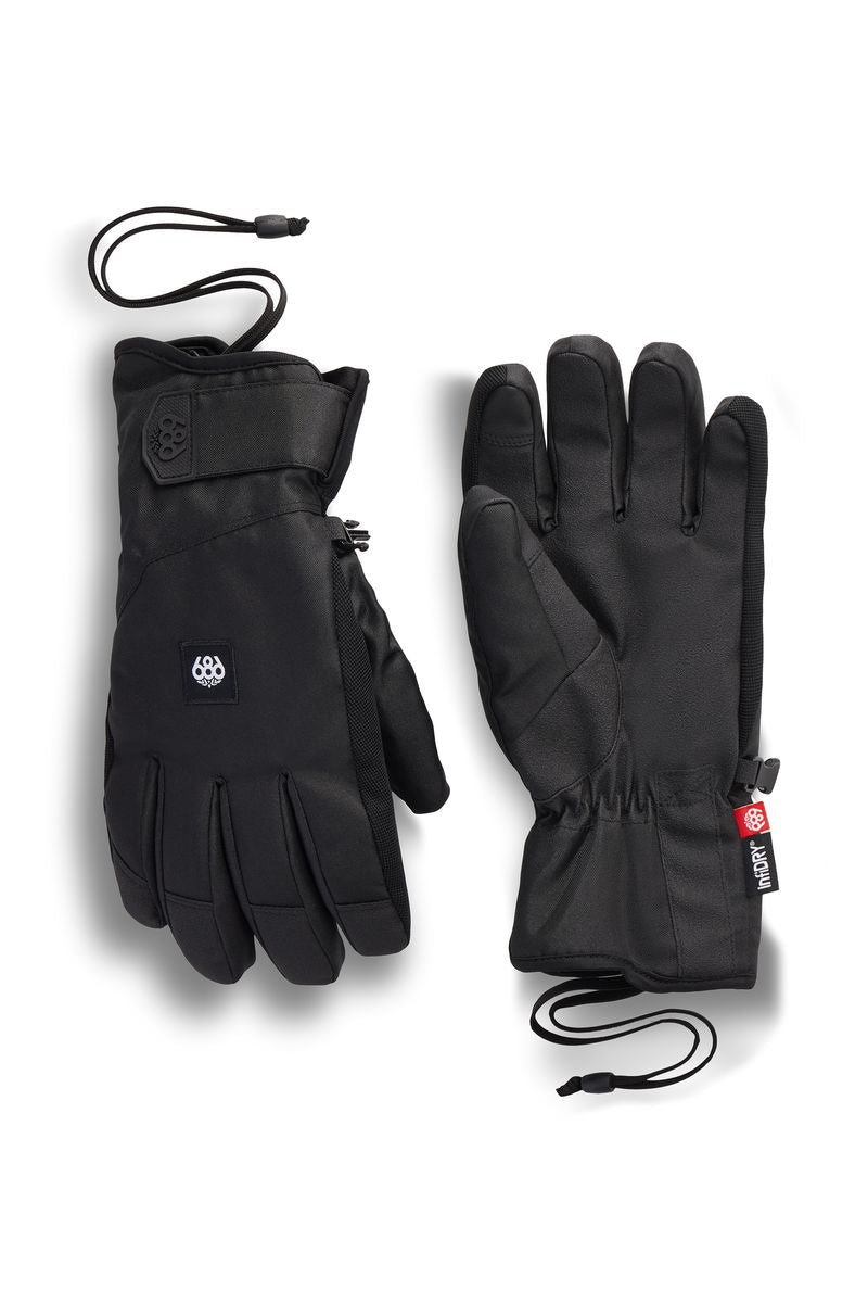 686 Primer Gloves in black, full-finger design with adjustable wrist pull cord