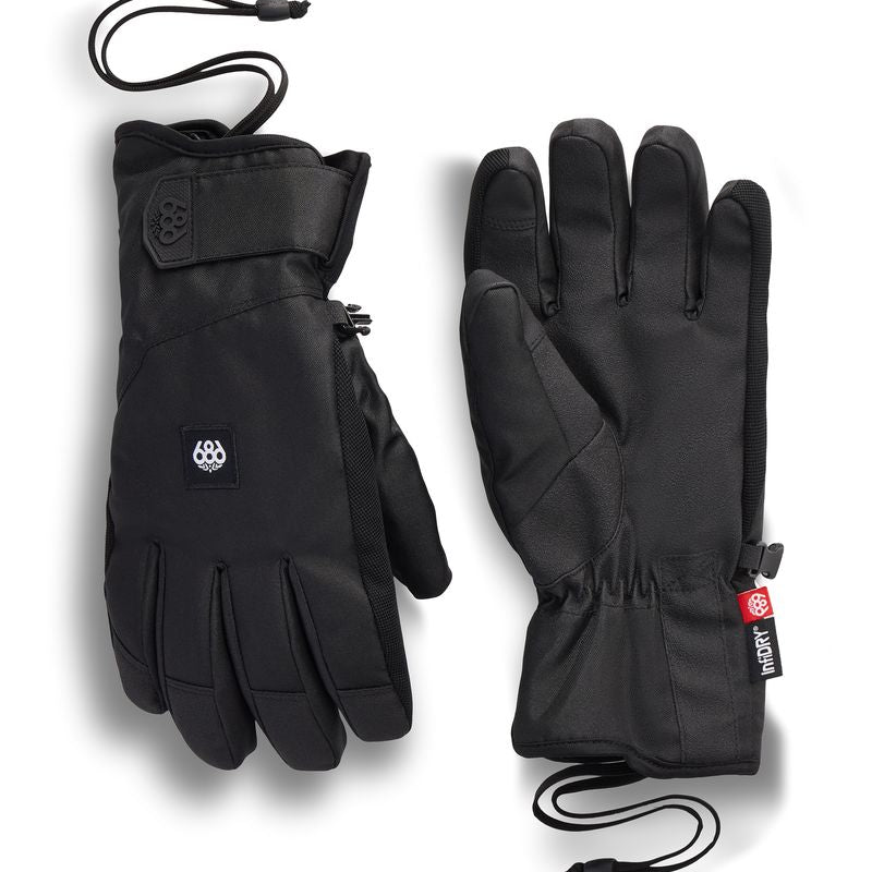 686 Primer Gloves in black, full-finger design with adjustable wrist pull cord