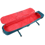 Nitro Tracker Wheelie Snowboard Bag - A large, rectangular bag with a blue exterior and red interior, featuring two wheels on one end for easy mobility.