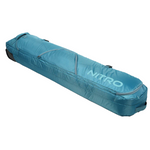 Nitro Tracker Wheelie Snowboard Bag - A light blue snowboard bag with a zipper and handle on top, featuring the word "NITRO" in white letters on its side.