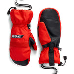686 Lander mitts in red with black panels, insulated winter gloves, gauntlet cuffs and strap